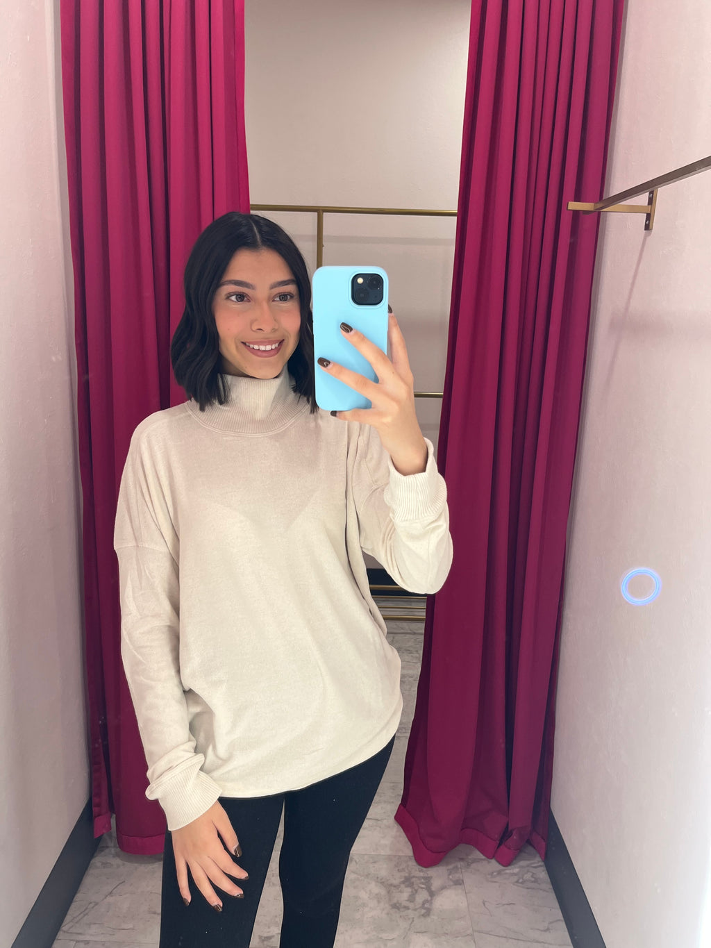 “Lovely Turtleneck” oatmeal Top