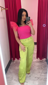 “Cargo Princess” Lime Pants